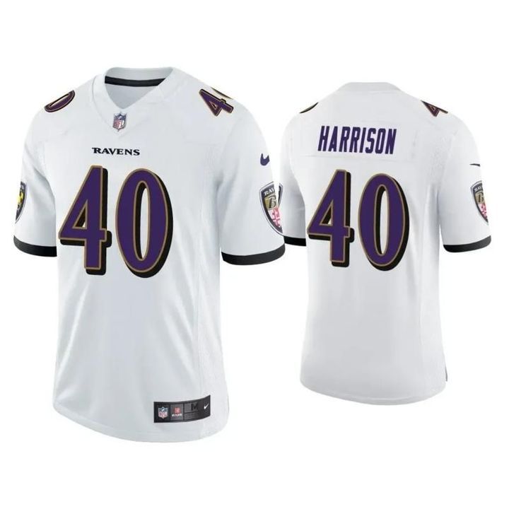 Men Baltimore Ravens 40 Malik Harrison Nike White Game NFL Jersey